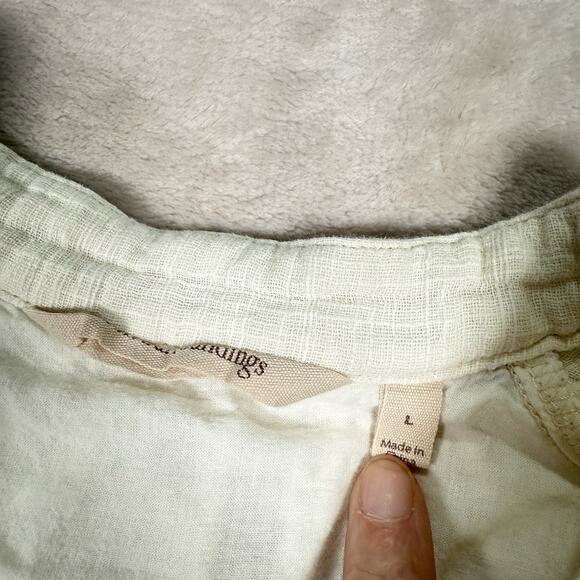 Soft Surroundings Magnolia Gauze Top Blouse Size L Ivory Crocheted Trim Lined - Picture 4 of 9